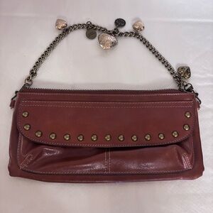 Studded Faux Leather Clutch Handbag